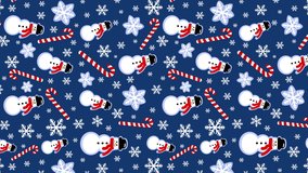 Vertical Happy New Year 2023 and Christmas Pattern Design Creative Decorations Animated Motion Snowman, snowflakes and candy canes texture on blue Wallpaper Banner Poster Layout card template design - Powered by Shutterstock - Get 15% off with code: PIKWIZARD15