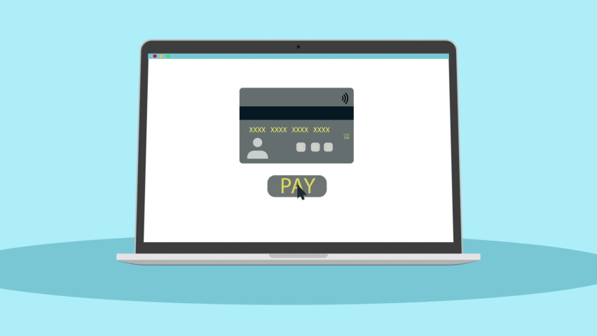 Online money transferring and payment system inside a laptop. 4K animation. Using an ATM card inside a laptop, digital payment method 4K footage. Transferring money with laptop animated video. | Shutterstock HD Video #1097419481