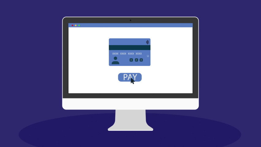 Online bill payment, online banking, paying online bills securely, credit card information protection, online invoice - conceptual 2d animation video clip | Shutterstock HD Video #1097419499