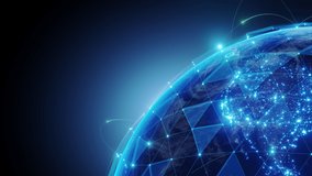 4K resolution, Futuristic world, animated green lines connected, blue grid lines forming triangles, the position of the object is at the right corner to avoid copy space, speed inter data. - Powered by Shutterstock - Get 15% off with code: PIKWIZARD15