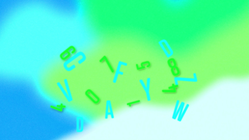 Animation of letters and numbers over green and blue background. Global education, learning and digital interface concept digitally generated video. | Shutterstock HD Video #1097431059
