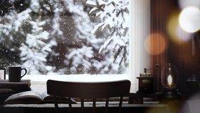 Christmas landscape in a snowy winter forest and warm white snow viewed from a window in a warm and comfortable interior
 - Powered by Shutterstock - Get 15% off with code: PIKWIZARD15