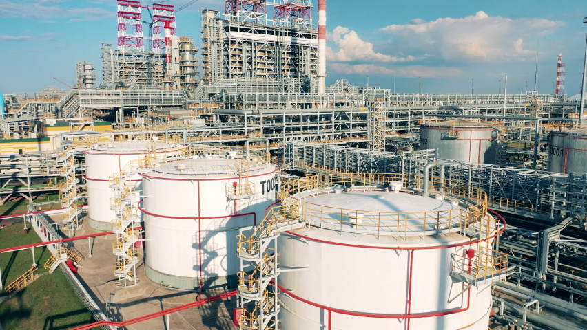 Oil reservoirs and pipelines of the refinery plant