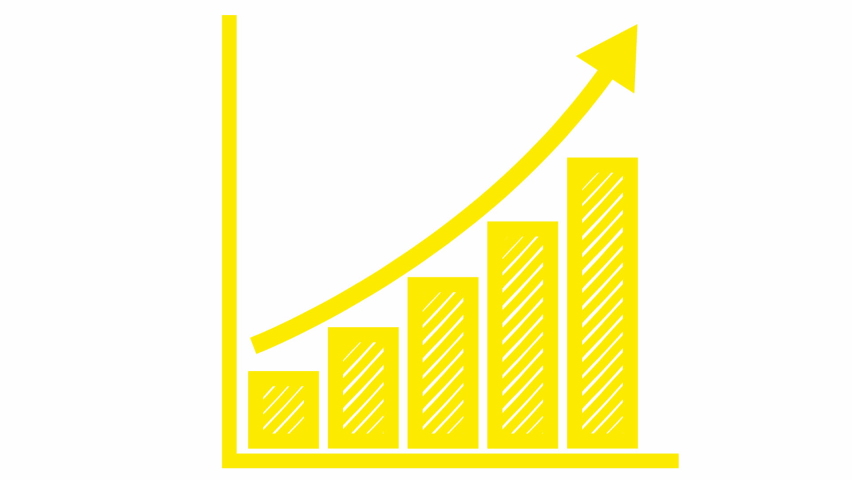 Animated financial growth chart with trend line graph. yellow symbol Growth bar chart of economy. Looped video. Vector illustration isolated on white background. | Shutterstock HD Video #1097437299