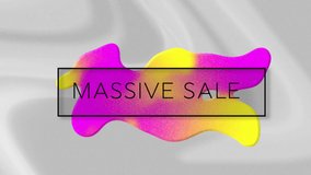 Animation of massive sale text over shapes on grey background. Retro future and digital interface concept digitally generated video. - Powered by Shutterstock - Get 15% off with code: PIKWIZARD15