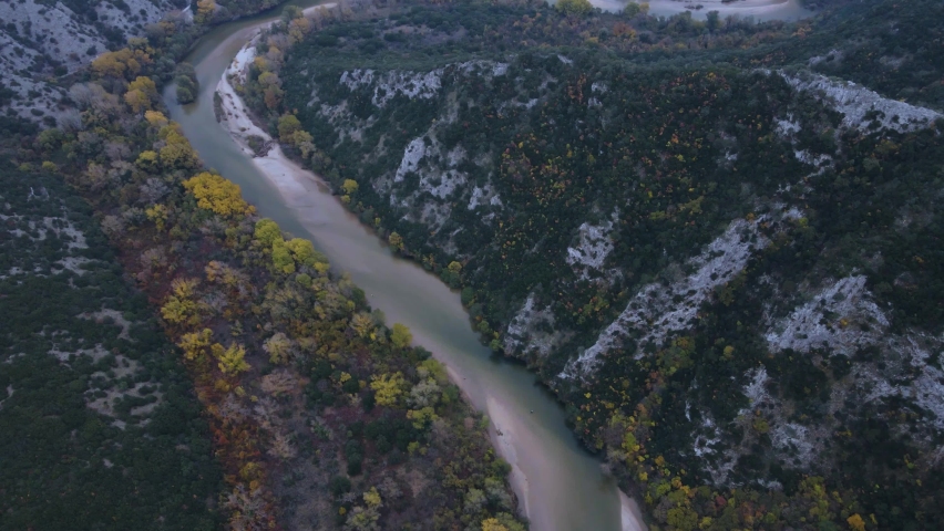 nestos river, autumn, greece, mountains, aerial
