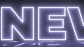 Blue illuminate happy new year design with wet floor and neon glow. Abstract cosmic vibrant color backdrop. Glowing neon Congratulation Happy New Year 2024. Futuristic style seamless loop footage - Powered by Shutterstock - Get 15% off with code: PIKWIZARD15