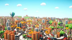3d moving animation design of a modern cities- short animated video 