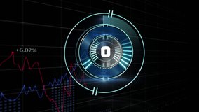 Animation of data processing and scope scanning over black background. Global business and digital interface concept digitally generated video. - Powered by Shutterstock - Get 15% off with code: PIKWIZARD15