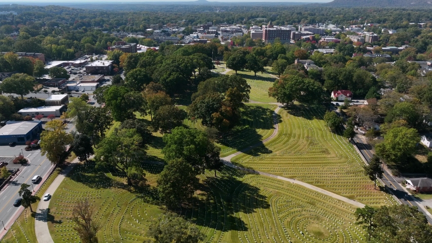 Cemetery in Marietta Georgia. Aerial view.