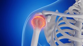 3d rendered medical animation of a man's shoulder joint. blue background. anterior view - Powered by Shutterstock - Get 15% off with code: PIKWIZARD15
