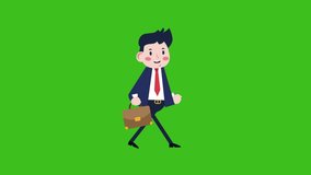 cute businessman character walking animation.basic walk