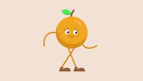 cute fresh orange character walking animation.angry walk