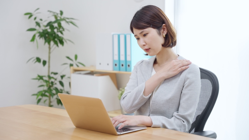 Asian businesswoman tired of working