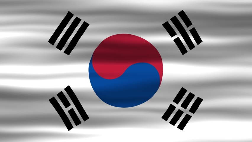 Seamless loop animation of the South Korea flag, flag waving in the wind, perfect for videos of independence day or other holidays | Shutterstock HD Video #1097476967
