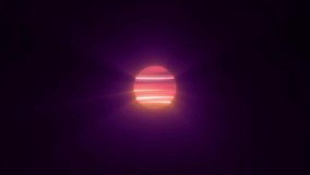 Red orange glowing planet star in space glows with bright rays of the sun magical energy lines, shiny circle ball sphere. Abstract background. Video in high quality 4k, motion graphics design