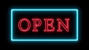 Animation of We're Open Neon Sign Background Seamless Looping. Pack of 4k animation of a neon open sign blinking for night storefront, restaurant, motel and night business - Powered by Shutterstock - Get 15% off with code: PIKWIZARD15
