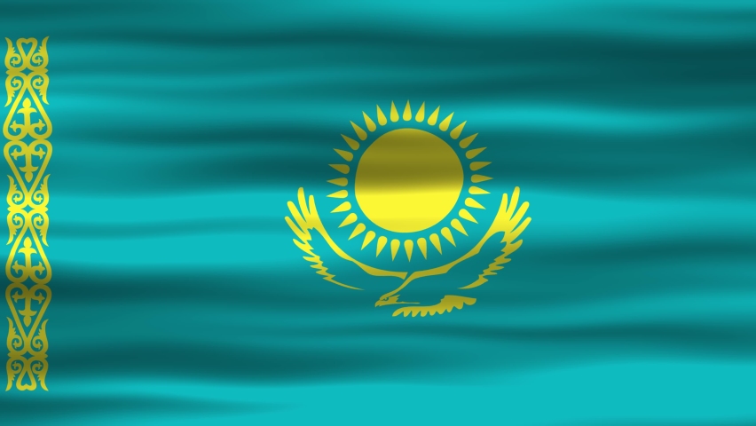 Seamless loop animation of the Kazakhstan flag, flag waving in the wind, perfect for videos of independence day or other holidays | Shutterstock HD Video #1097499915