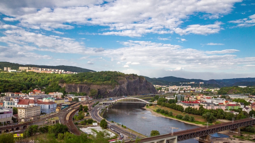 Time lapse of Usti nad Labem city in the Czech Republic
