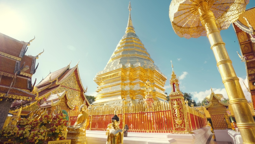 Wat Phrathat Doi Suthep The most famous landmark of Chiangmai province, Thailand. Royalty-Free Stock Footage #1097504921
