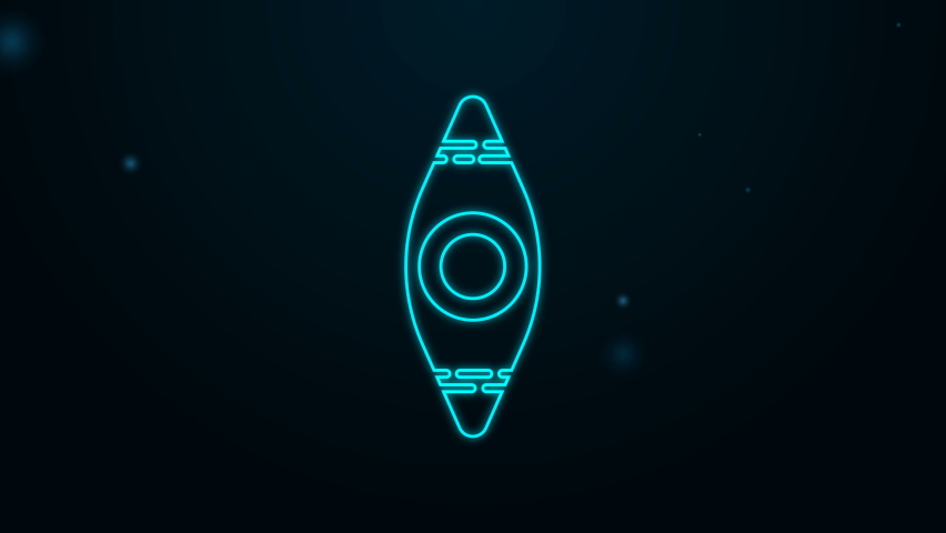 Glowing neon line Kayak and paddle icon isolated on black background. Kayak and canoe for fishing and tourism. Outdoor activities. 4K Video motion graphic animation. | Shutterstock HD Video #1097513301
