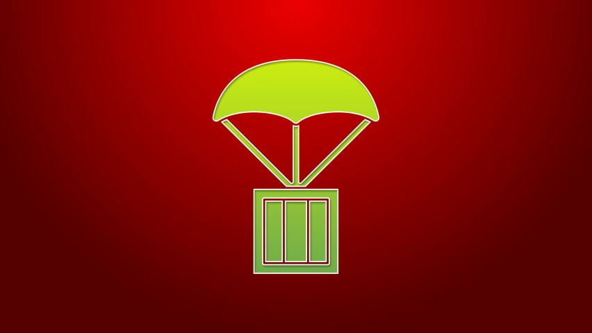 Green line Airdrop box icon isolated on red background. 4K Video motion graphic animation . | Shutterstock HD Video #1097513489