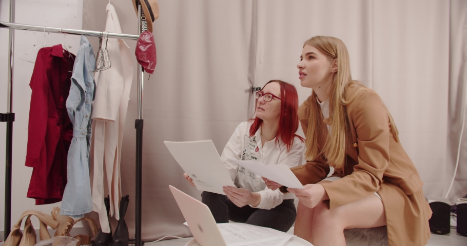 Two Stylists Are Working On Creating Fashionable Clothes | Shutterstock HD Video #1097517149