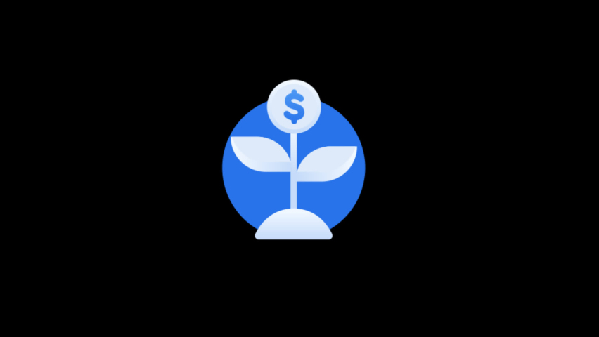 Money Growth icon isolated . Growht savings money symbol. Video motion graphic animation. Flat Animated icon Digital Currency.