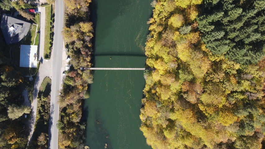 Aerial Autumn view of Pasarel reservoir, Sofia city Region, Bulgaria | Shutterstock HD Video #1097527643