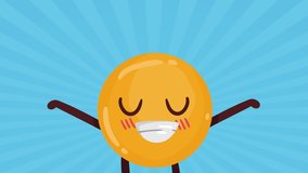happy emoji celebrating comic character ,4k video animated