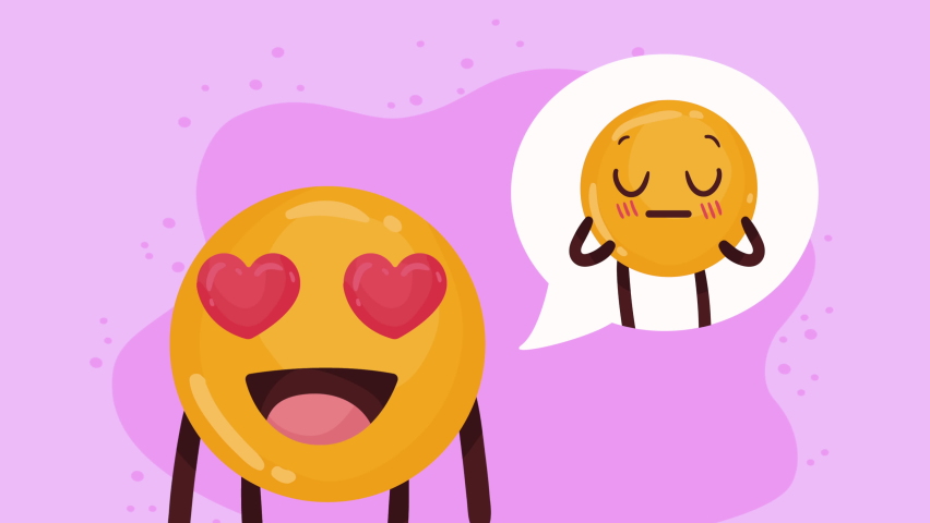 inlove emoji with heart comic character ,4k video animated