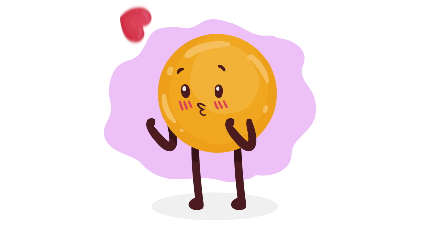 inlove emoji with heart comic character ,4k video animated