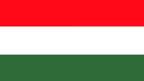 Hungary Flag Colors. 2D Animated transition in horizontally on both sides over blue screen chroma key for video transition. Seamless looping. 4K UHD.