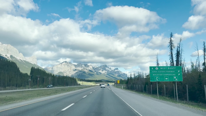 Summer landscape and road in Banff National Park, Canada
