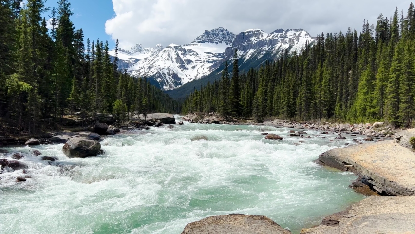 Summer landscape in Mistaya Canyon, Banff National Park, Canada Royalty-Free Stock Footage #1097538609