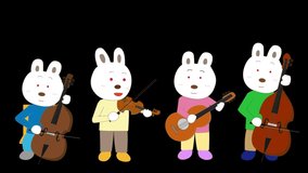 It is a video material of New Year's greetings in 2023. Rabbits are singing and playing musical instruments to celebrate the New Year.