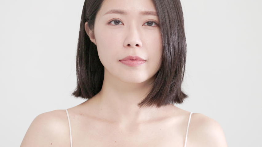Closeup  Asian Young beauty Smiling face 