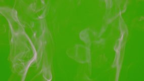 White smoke floating on green screen background