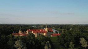 Top view of the Nesvizh Castle before sunset.Belarus