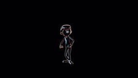 Neon Elvis Dance, Animation.Full HD 1920×1080. 07 Second Long.Transparent Alpha Video. LOOP.