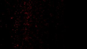 Crimson red bokeh lights moving up on black background