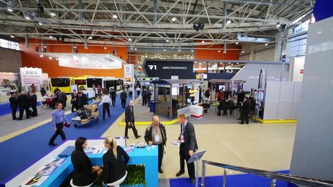 MOSCOW - OCT 30, 2014: Hall of Exhibition of city transport ExpoCityTrans 2014