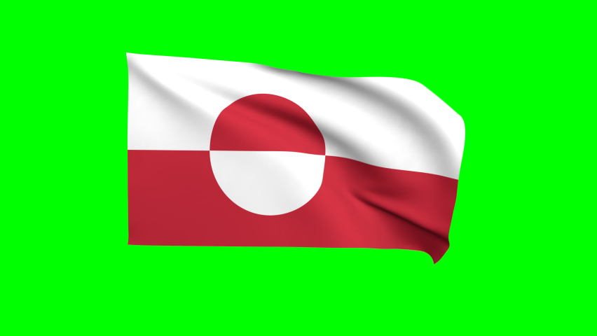 Greenland waving flag 3D animation on a green background. Greenlander's national flag waves in the strong wind. The national fabric flag of Greenland is isolated on a green screen. | Shutterstock HD Video #1097592485