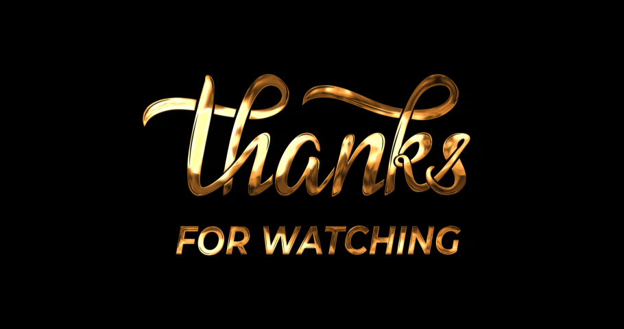 Animated Thanks for Watching in golden color on the black screen alpha channel. This animation is suitable for video outros, celebrations, greetings, and messages
 | Shutterstock HD Video #1097593059