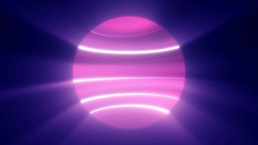 Purple glowing planet star in space glows with bright rays of the sun magical energy lines, shiny circle ball sphere. Abstract background. Video in high quality 4k, motion graphics design | Shutterstock HD Video #1097594017