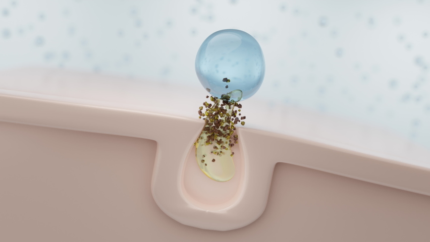 Drop of cleaning serum remove oil and bacterial in pore to shrink Pores and prevent of acne on face. 3D rendering. | Shutterstock HD Video #1097601209