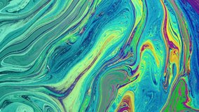 Fluid art drawing video, abstract acrylic texture with colorful waves. Liquid paint mixing backdrop with splash and swirl. background motion overflowing colors