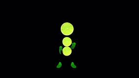 Cartoon Lime Dance II, Animation.Full HD 1920×1080. 10 Second Long. Transparent Alpha Video.