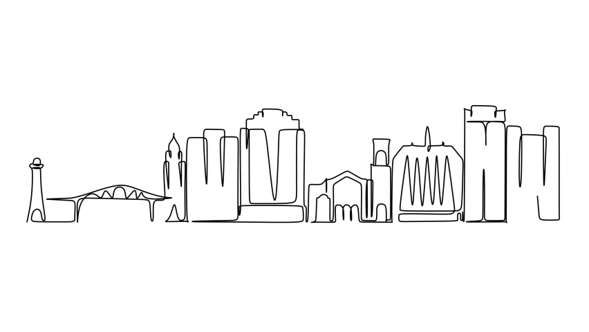 Long Beach Self continuous line drawing graphic animated video for Tourism and traveling illustration and campaign  | Shutterstock HD Video #1097630785