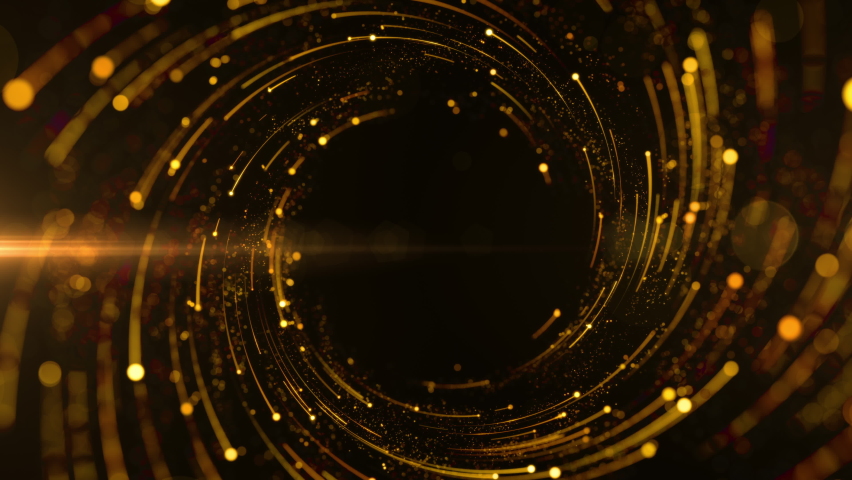 Tunnel gold color digital particles dots and line twist and movement, Loop motion abstract background for new year or important events Royalty-Free Stock Footage #1097632619